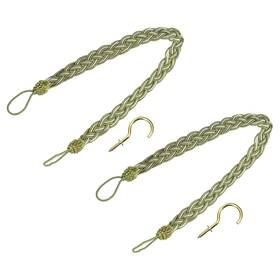 Uxcell 683867194893 2pcs 58cm/23 Inch Curtain Tieback Braided Drapery Holdback Holder Olive Green/silver