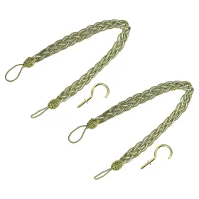 Uxcell 683867194893 2pcs 58cm/23 Inch Curtain Tieback Braided Drapery Holdback Holder Olive Green/silver