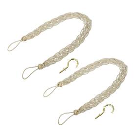Uxcell 683867908674 2pcs 58cm/23 Inch Curtain Tiebacks Braided Drapery Holdback Holder Taupe