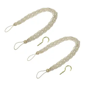 Uxcell 683867908674 2pcs 58cm/23 Inch Curtain Tiebacks Braided Drapery Holdback Holder Taupe