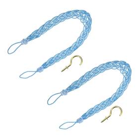 Uxcell 683867908919 2pcs 58cm/23 Inch Curtain Tiebacks Braided Drapery Holdback Holder Blue
