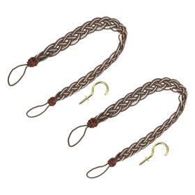Uxcell 683867909060 2pcs 58cm/23 Inch Curtain Tiebacks Braided Drapery Holdback Holder Dark Brown
