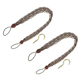 Uxcell 683867909060 2pcs 58cm/23 Inch Curtain Tiebacks Braided Drapery Holdback Holder Dark Brown Uxcell 683867909060 2pcs 58cm/23 Inch Curtain Tiebacks Braided Drapery Holdback Holder Dark Brown