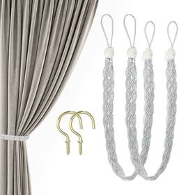 Uxcell 686130682417 2 Pack 23 Inch Curtain Tiebacks Tie Backs Braided With Hook White