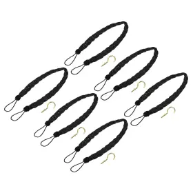Uxcell 724117358891 6pcs 23 Inch Curtain Tiebacks Braid Drapery Holdback Holder With Hooks Black