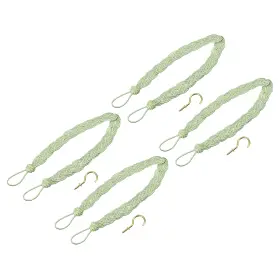Uxcell 724117358945 4pcs 23 Inch Curtain Tiebacks Braid Drapery Holdback Holder With Hooks Green Silver
