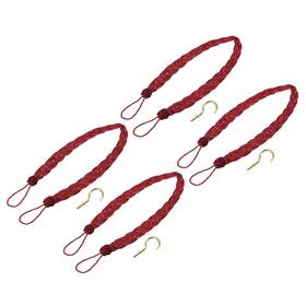 Uxcell 724117359065 4pcs 23 Inch Curtain Tiebacks Braid Drapery Holdback Holder With Hooks Red