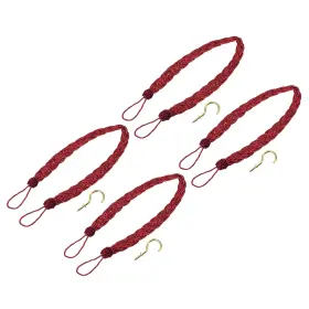 Uxcell 724117359065 4pcs 23 Inch Curtain Tiebacks Braid Drapery Holdback Holder With Hooks Red