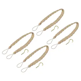 Uxcell 724117359096 4pcs 23 Inch Curtain Tiebacks Braid Drapery Holdback Holder With Hooks Taupe