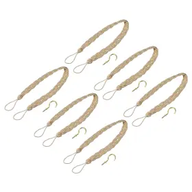 Uxcell 724117359102 6pcs 23 Inch Curtain Tiebacks Braid Drapery Holdback Holder With Hooks Taupe