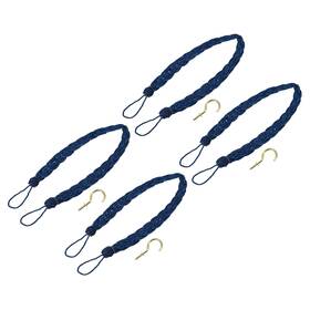Uxcell 724117359287 4pcs 23 Inch Curtain Tiebacks Braid Drapery Holdback Holder With Hooks Navy Blue