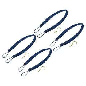Uxcell 724117359287 4pcs 23 Inch Curtain Tiebacks Braid Drapery Holdback Holder With Hooks Navy Blue