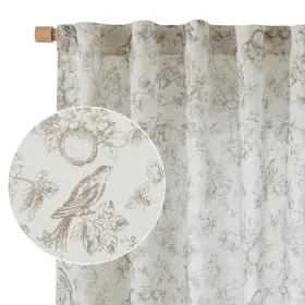 Vgdymrp-edn-5084c03 Vangao Linen Floral Curtains For Living Room 84 Inch Length Taupe Drapes Back