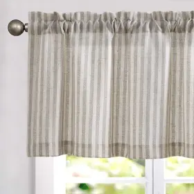 Vgdymstrp-5016c01n Vangao Kitchen Valance Linen Stripe Short Farmhouse Country Rustic Tickingstr