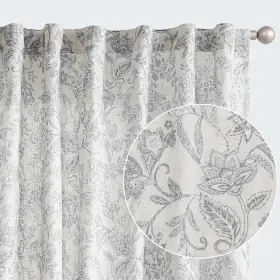 Vgdymxslrp-5063c01n Vangao Grey Floral Linen Blend Curtains For Living Room 63 Inches Long Farmho