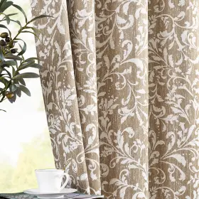 Vghbnclygm-5284c01 Vangao Taupe 100% Blackout Curtains 84 Inches Long For Bedroom Flower Curta Inch