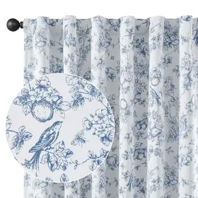 Vgushbnrp-edn-5284c02 Vangao Blue 100% Blackout Curtains For Bedroom 84 Inch Length Country Flower