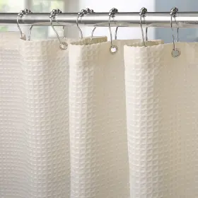 Vanzavanzu 192132503068 Waffle Weave Shower Curtain With Stainless Steel Hooks - 230 Gsm Heavy Duty F