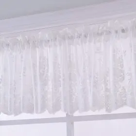 Vctops 440570425577 Lace Sheer Kitchen Cafe Curtain Valance Floral Embroidered Rod Pocket