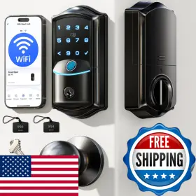 B0fnbv1byl Veise Ve027-k Built-in Wifi Smart Lock 2 Knob Fingerprint Keyless Entry Door