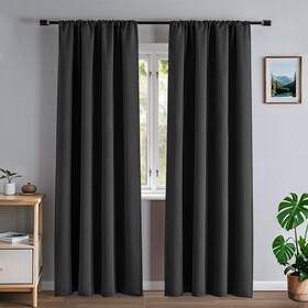Veloraft 850073124833 Blackout Curtains 84 Inch Length 2 Panels Set Black Out For Living