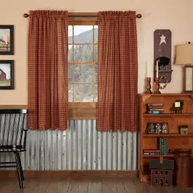 20129 Vhc Brands Check Cotton Primitive Curtains Rod Pocket Tie Back S Panel Pair