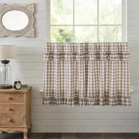 Vhc Brands 810055893294 Annie Buffalo Portabella Check Ruffled Tier Set Brown
