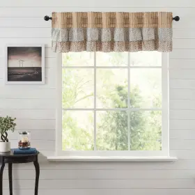 Vhc Brands 810055894802 Kaila Ticking Gold Ruffled Valance 16x72 Yellow