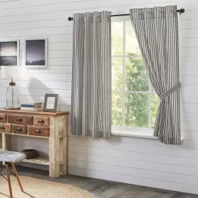 Vhc Brands 810055895007 Ashmont Ticking Stripe Short Panel Set Of 2 63x36 Grey