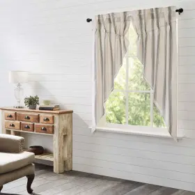 Vhc Brands 810055895137 Grace Grain Sack Stripe Prairie Short Panel Set Of 2 White