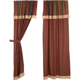 Vhc Brands 810055895229 Maisie Panel With Attached Patch Valance Set Of 2 84x40 Red