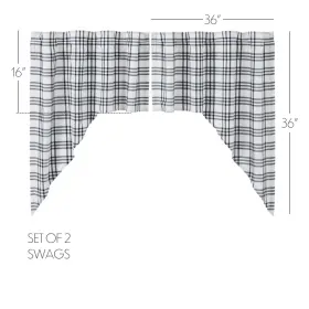 Vhc Brands 840233900100 Sawyer Mill Black Plaid Swag Set Of 2 36x36x16
