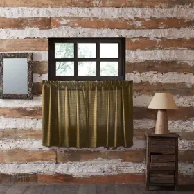 Vhc Brands 840528130809 Green Rustic Kitchen Curtains Tea Cabin Plaid Tier Moss 36x36