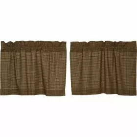 Vhc Brands 840528130816 Green Rustic Kitchen Curtains Tea Cabin Plaid Tier Moss 24x36
