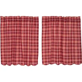 Vhc Brands 840528140396 Red Rustic Kitchen Curtains Braxton Tier Pair Rod Pocket Apple Ebony N