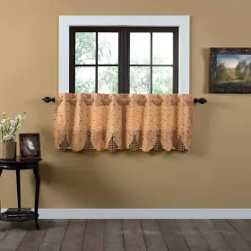 Vhc Brands 840528166266 Tan Primitive Kitchen Curtains Maisie Tier Pair Rod Country Black Natural 2