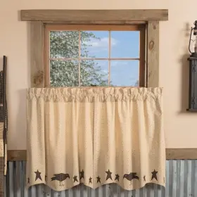 Vhc Brands 840528173684 Kettle Grove Applique Crow And Star Tier Set Of 2 Dark Creme/ Charcoal Grey/ Cou