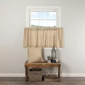 Vhc Brands 840528182846 Farmhouse Kitchen Curtains Cotton Burlap Tier Pair Rod Vintage Tan 24x36