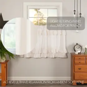 Vhc Brands 840528184710 Simple Life Flax Ruffled Tier Set Of 2 Light Creme 36x36
