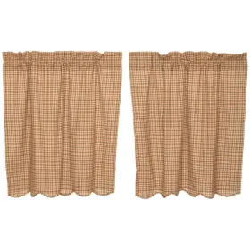 Vhc Brands 841985004559 Tan Rustic Kitchen Curtains Millsboro Tier Pair Rod Navy Burgundy Khaki 36x3