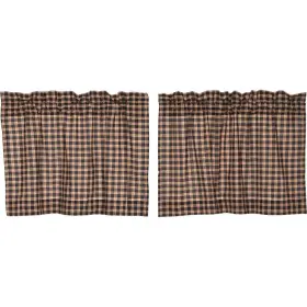 Vhc Brands 841985005488 Bingham Star Tier Plaid Set Of 2 Khaki Barn Red Soft Black 24x36