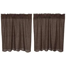 Vhc Brands 841985011960 Primitive Kitchen Curtains Kettle Grove Plaid Tier Pair Rod Khaki 36x36
