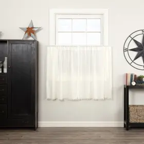 Vhc Brands 841985019799 Farmhouse Kitchen Curtains Tobacco Cloth Tier Pair Rod Antique White 36x36