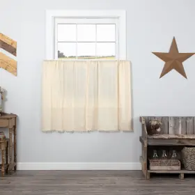 Vhc Brands 841985020245 Farmhouse Kitchen Curtains Tobacco Cloth Tier Pair Rod Natural 36x36