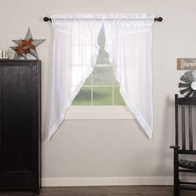 Vhc Brands 8607 White Ruffled Sheer Prairie Curtain Set 36 Inch W X 63 L Pack Of 1