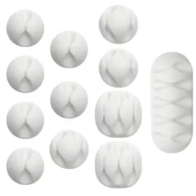 Viaky 645195293464 Multipurpose White Cable Clips Cord Management System Self-adhesive Co