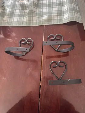 Cur-tb-51 Village Wrought Iron Heart - Curtain Tie Backs Pair 4.5 Inch Made In Usa
