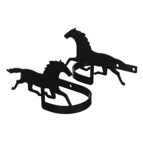 Sbs-vwi-cur-tb-17 Village Wrought Iron Running Horse Curtain Tie Backs Pair