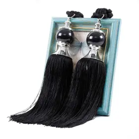Vipolish 782950474949 1pair Curtain Tassel Tiebacks Crystal Beaded Fringe Ropes Holdbacks For Drape