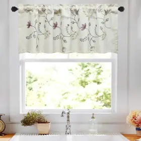 005clcmf4003w016 Vogol Floral Blossoming Valances For Living Room Purple Flower Embroidery Wh